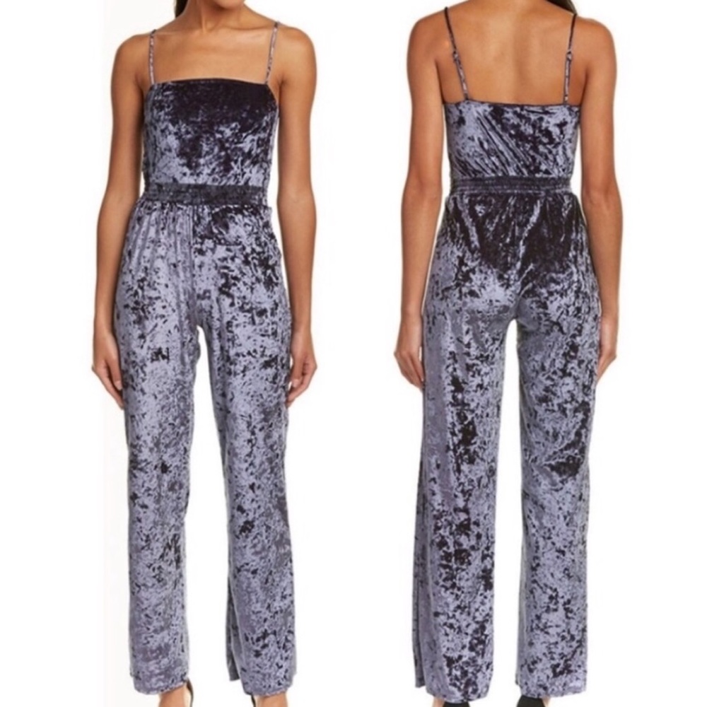 💜 Honey Punch purple crushed velvet romper small